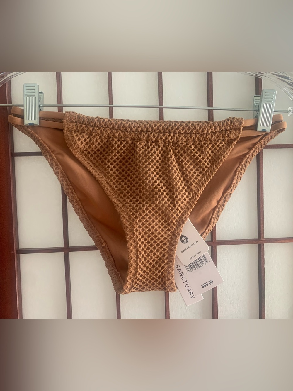 NWT Sanctuary Women’s Bronze Babe Textured Open Weave Bikini Bottoms in Size S